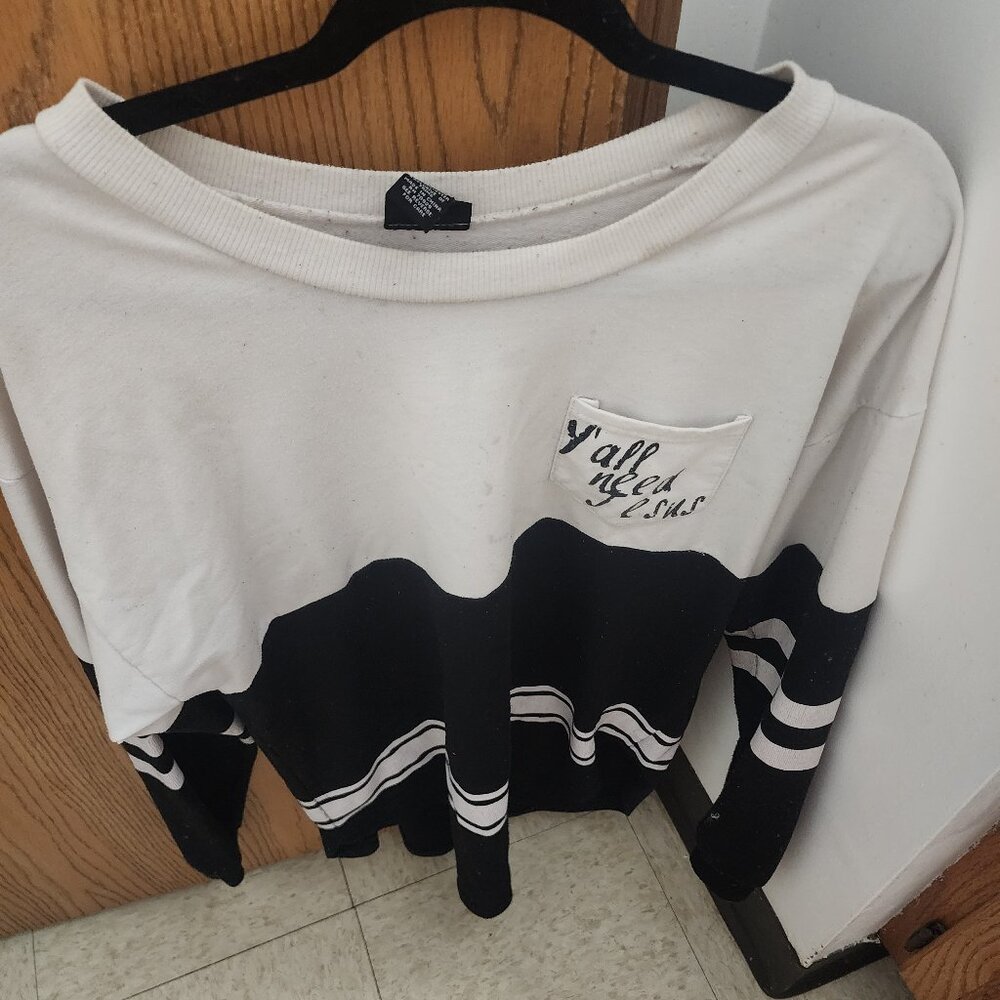 Yall need jesus Rue21 Size M long sleeved shirt black and white